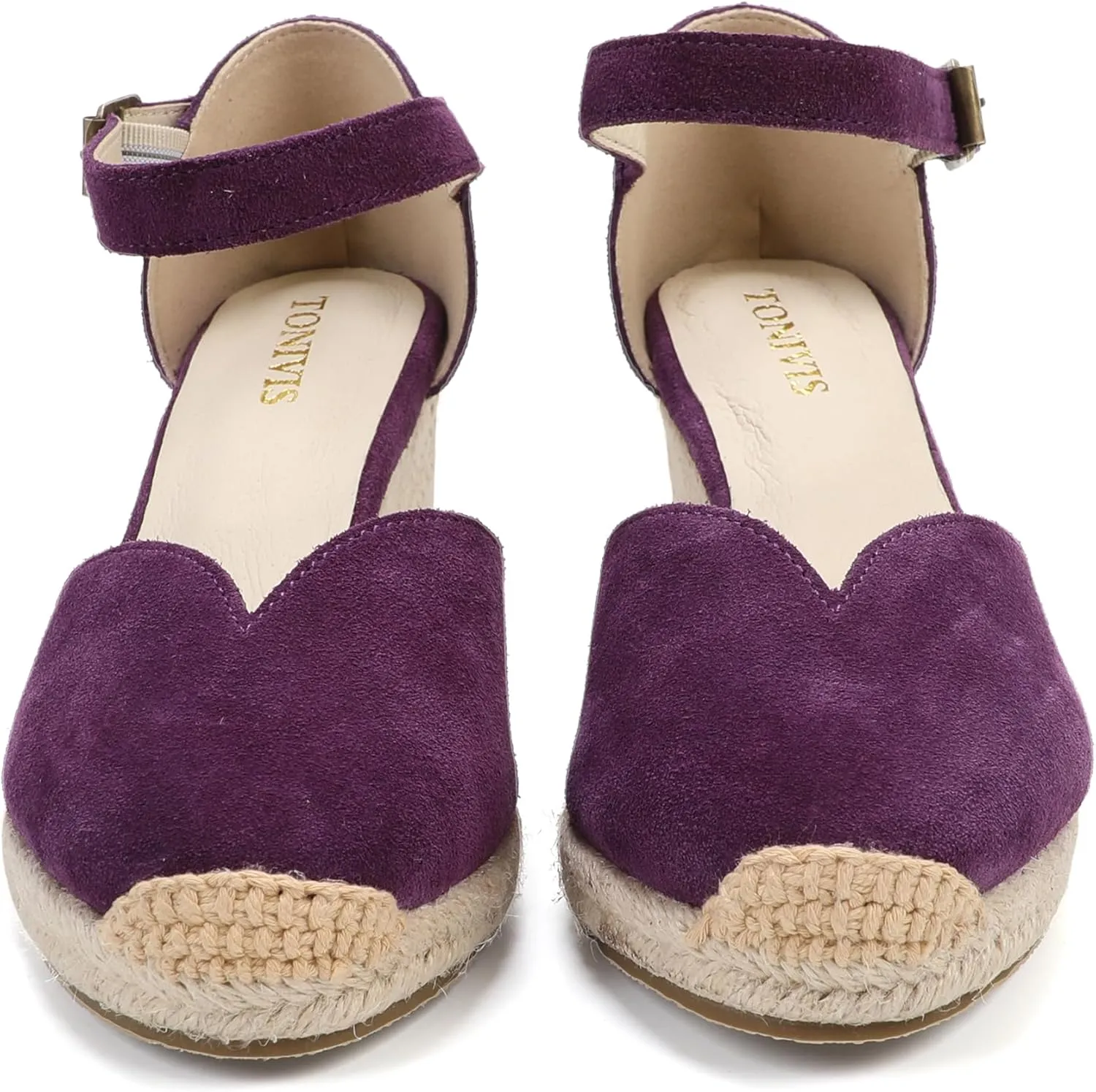 Platform Wedges Sandals for Women, 3" Wedge, Ankle-Strap, Cap Toe, Summer Espadrilles Heel Shoes