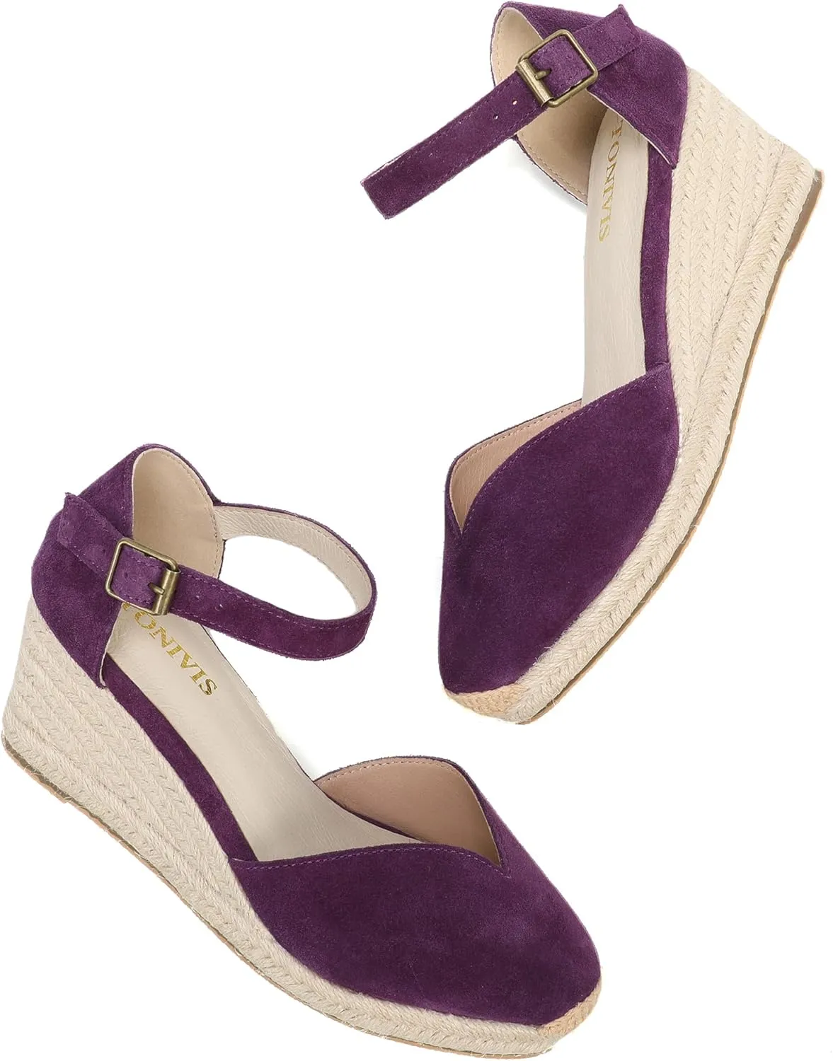 Platform Wedges Sandals for Women, 3" Wedge, Ankle-Strap, Cap Toe, Summer Espadrilles Heel Shoes