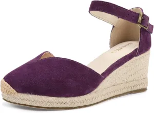 Platform Wedges Sandals for Women, 3" Wedge, Ankle-Strap, Cap Toe, Summer Espadrilles Heel Shoes