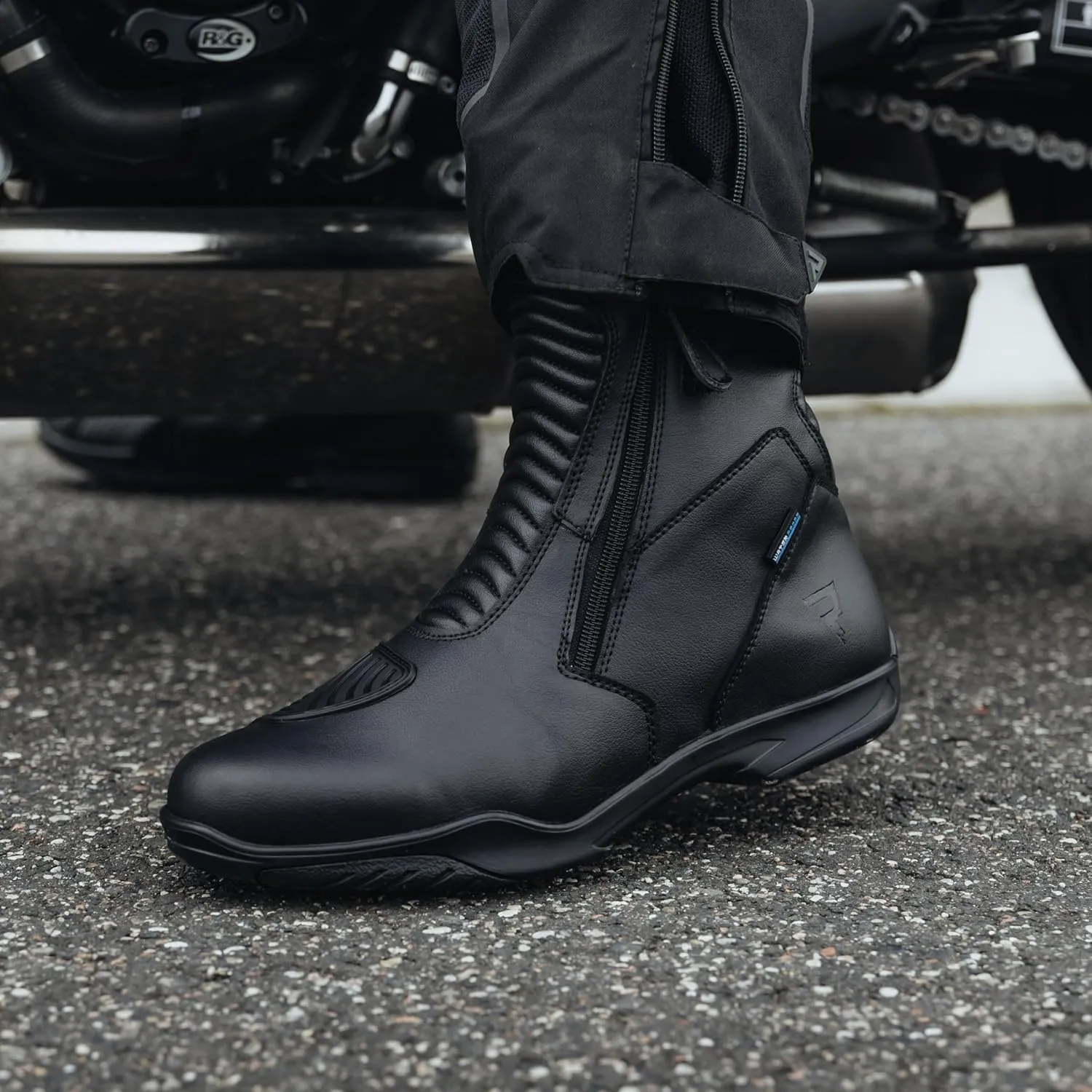 Rio Motorcycle Boots for Men and Women, PU Leather, Hipora Membrane, Ankle Protection, Two Long Zips, Antibacterial Insole, Reflective Elements, Sizes up to 48