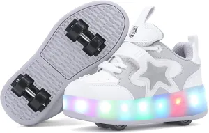 Roller Shoes with 16 LED Combinations for Girls Boys Roller Sneakers with 4-Wheels USB Rechargeable for Christmas Birthday Children Party Show Gift