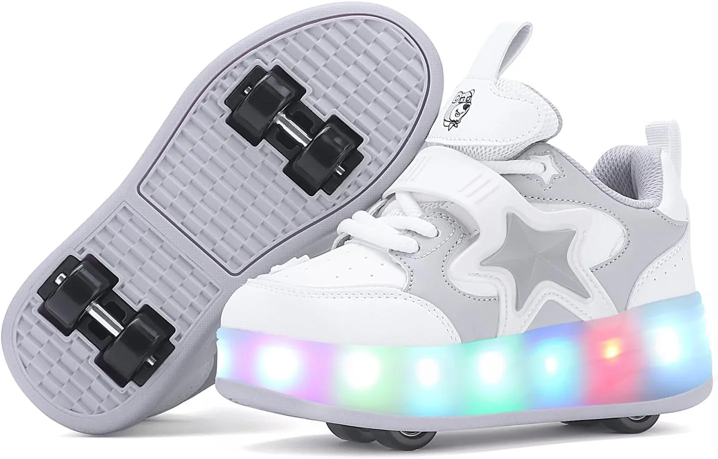 Roller Shoes with 16 LED Combinations for Girls Boys Roller Sneakers with 4-Wheels USB Rechargeable for Christmas Birthday Children Party Show Gift