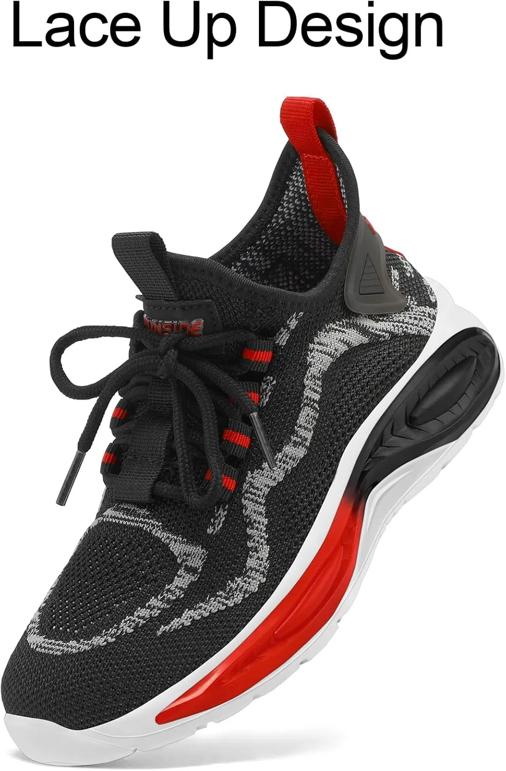 RUNSIDE Boys Girls Sneakers, Lace up Kids Tennis Shoes for Walking/Running Lightweight Breathable Gym Shoes Outdoor, Little Kid/Big Kid
