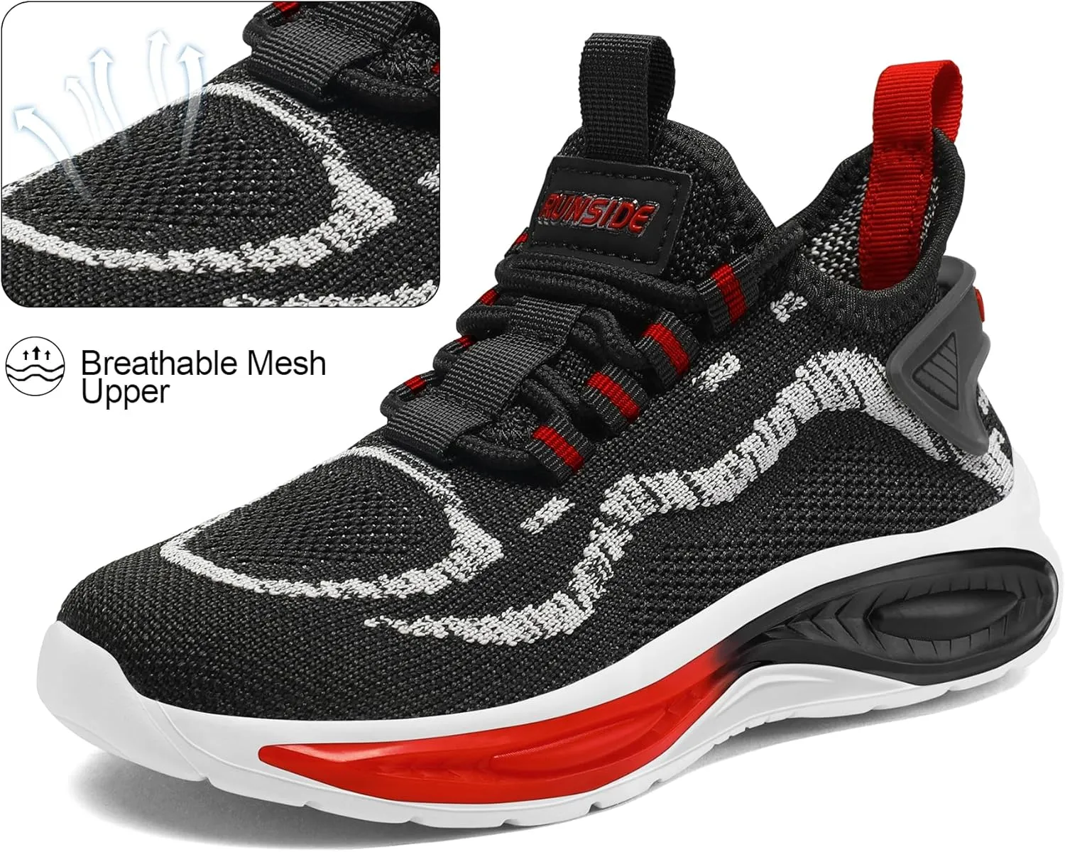 RUNSIDE Boys Girls Sneakers, Lace up Kids Tennis Shoes for Walking/Running Lightweight Breathable Gym Shoes Outdoor, Little Kid/Big Kid
