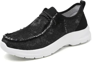 SACFOF Women’s Slip On Loafers Casual Shoes,Lace Up Comfortable Slip On Mesh Walking Shoes Fashion Lightweight Boat Shoes Sneaker