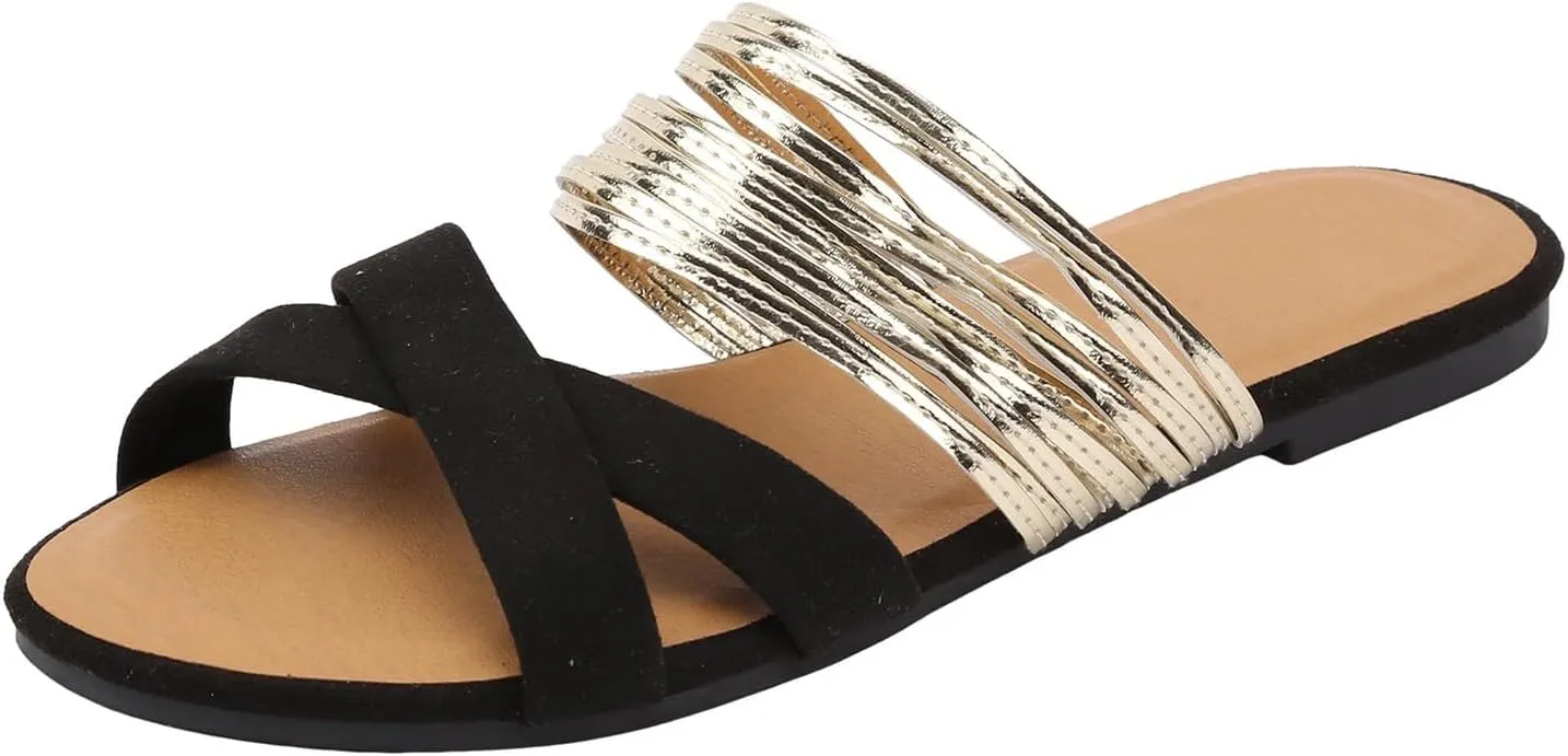 Sandals Women Open Toe Yoga Foam Non-Slip Shining Womens Sandals Unique Style Design Soft Comfortable Footbed Sandals