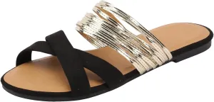 Sandals Women Open Toe Yoga Foam Non-Slip Shining Womens Sandals Unique Style Design Soft Comfortable Footbed Sandals
