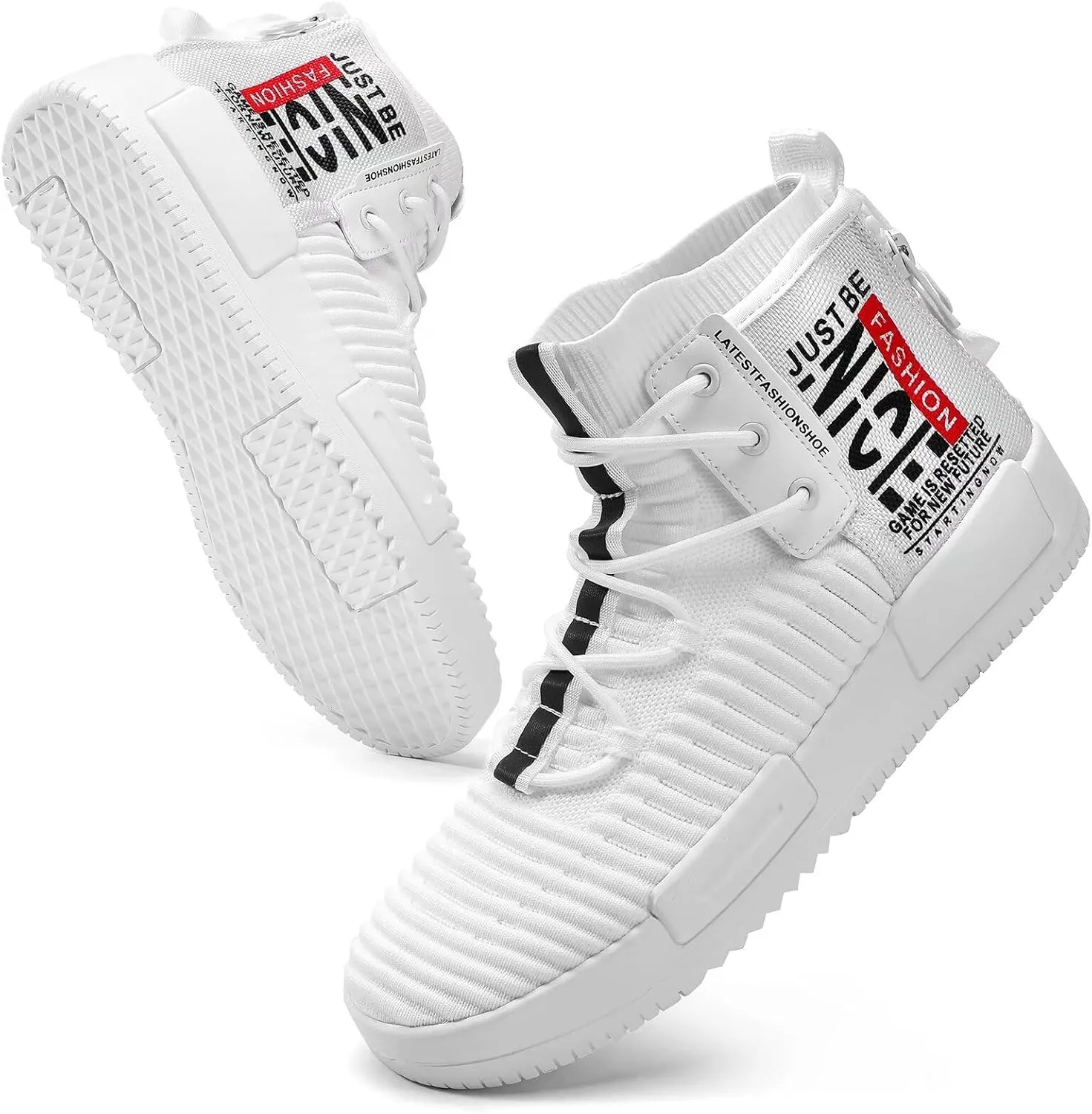 SANNAX Men's High Top Fashion Sneakers Lace Up Walking Shoes Breathable Running Shoes Casual Athletic Hip Hop Shoes for Men