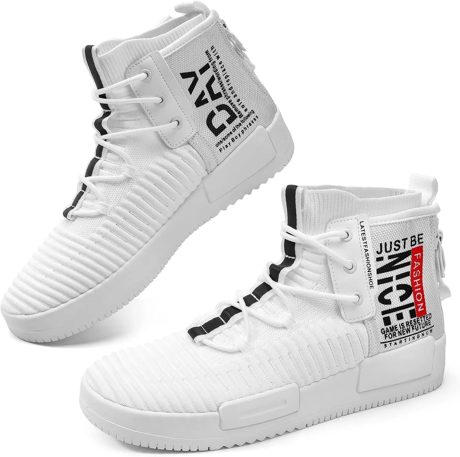 SANNAX Men's High Top Fashion Sneakers Lace Up Walking Shoes Breathable Running Shoes Casual Athletic Hip Hop Shoes for Men