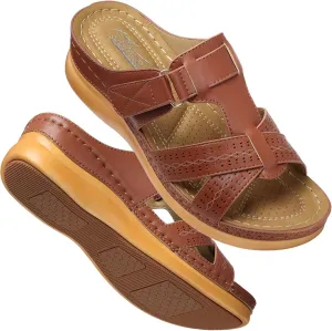 SHIBEVER Womens Sandals Wedge Comfortable: Orthopedic Wedge Sandalias Women - Slip on Platform Sandals