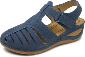 SHIBEVER Women's Wedge Sandals Summer: Closed Toe Sandals for Women Platform Dressy Wedge Size 5-11