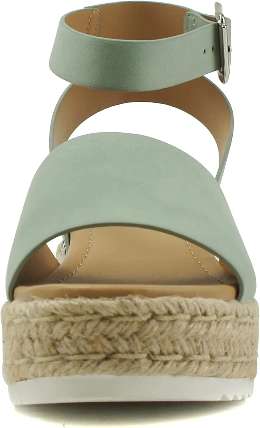 Soda Topic Open Toe Buckle Ankle Strap Espadrilles Flatform Wedge Casual Sandal
