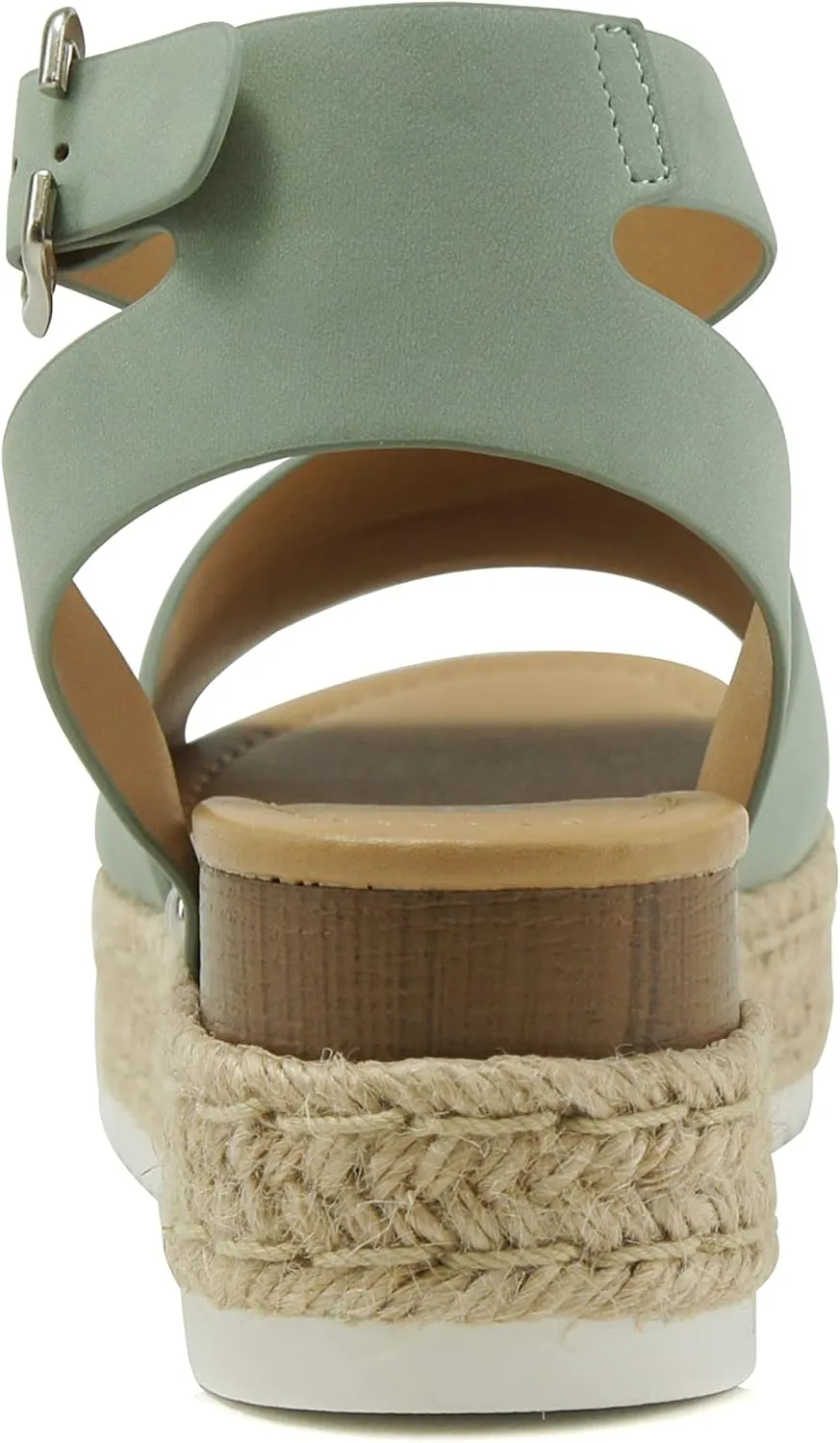 Soda Topic Open Toe Buckle Ankle Strap Espadrilles Flatform Wedge Casual Sandal
