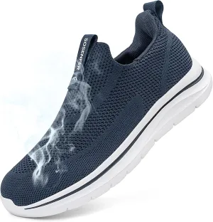 Sosenfer Mens Slip On Hands Free Walking Sneakers Slip in Breathable Athletic Running Shoes Ultra Lightweight Non Slip Tennis Shoes Workout Sneakers for Gym