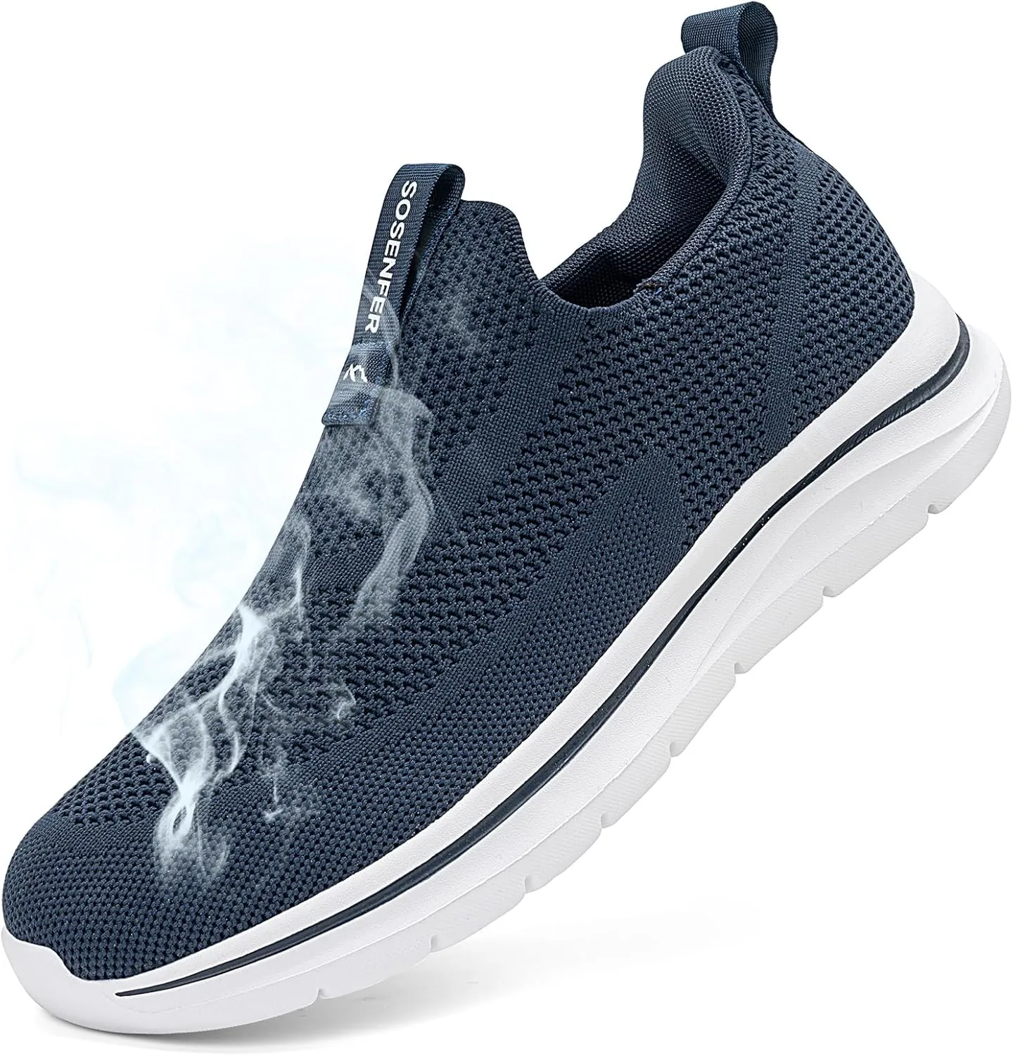 Sosenfer Mens Slip On Hands Free Walking Sneakers Slip in Breathable Athletic Running Shoes Ultra Lightweight Non Slip Tennis Shoes Workout Sneakers for Gym
