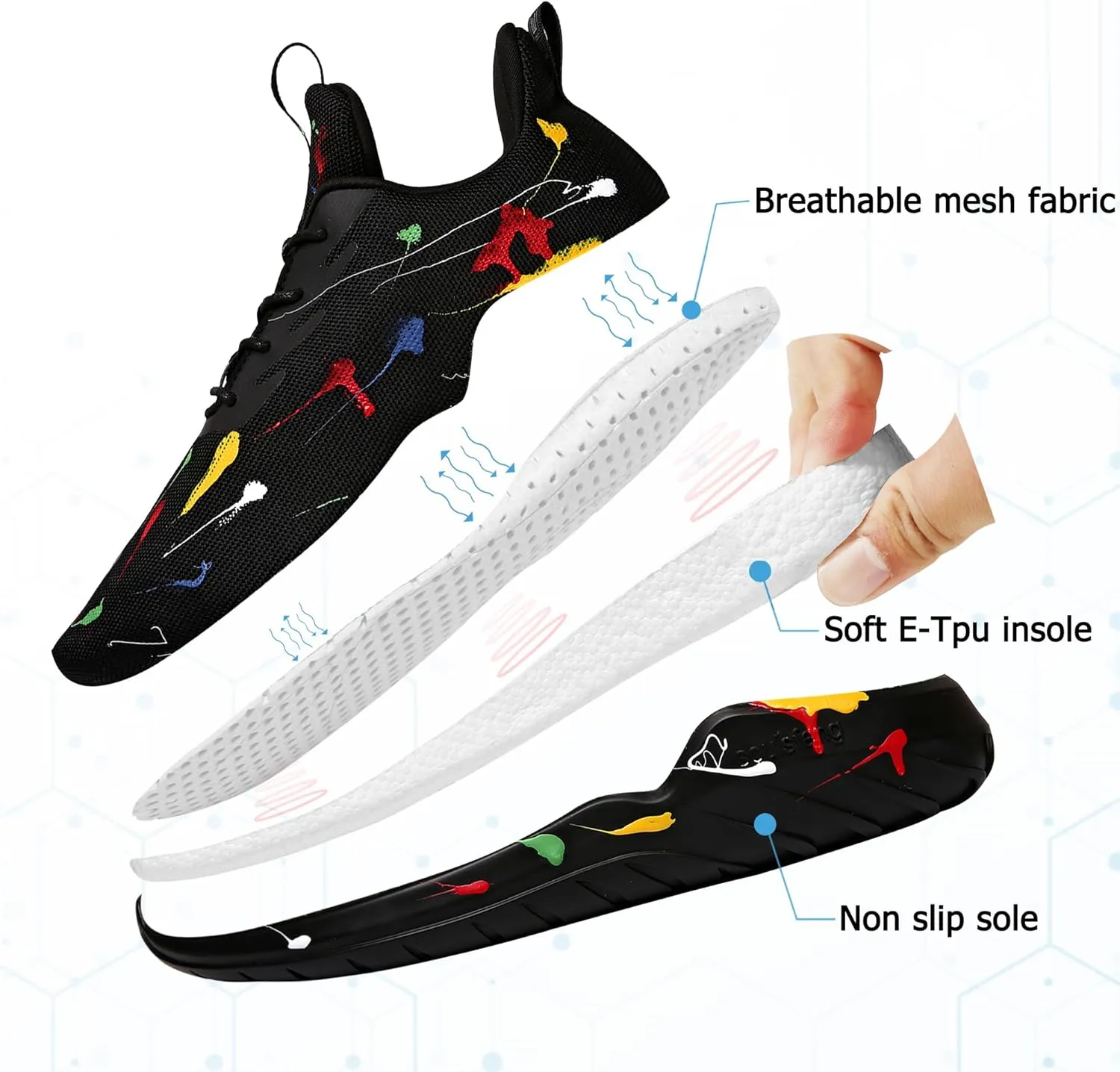 Soulsfeng Kids Tennis Shoes Lightweight Breathable Boys Running Shoe Fashion Walking Sneakers for Girls (Little Kid/Big Kid)