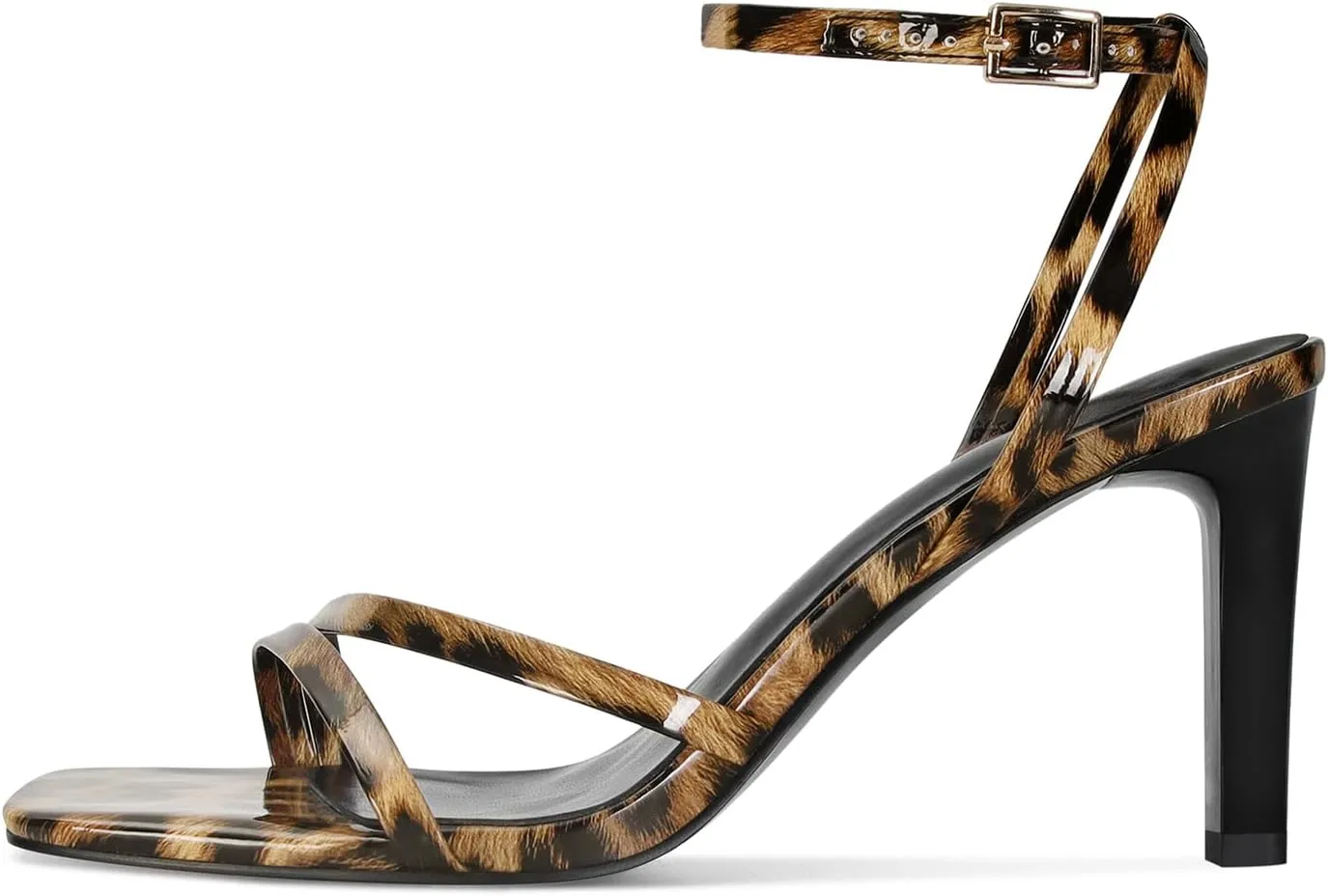 SOVANYOU Heeled Sandals for Women Dressy Square Open Toe Strappy High Heels with Ankle Strap for Wedding Party Daily Wear