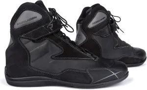Spark Leather Motorcycle Boots for Men and Women Reinforcements Heel and Sole Ventilation Quick Closure Antibacterial Insert Reflective Elements, Black , 5