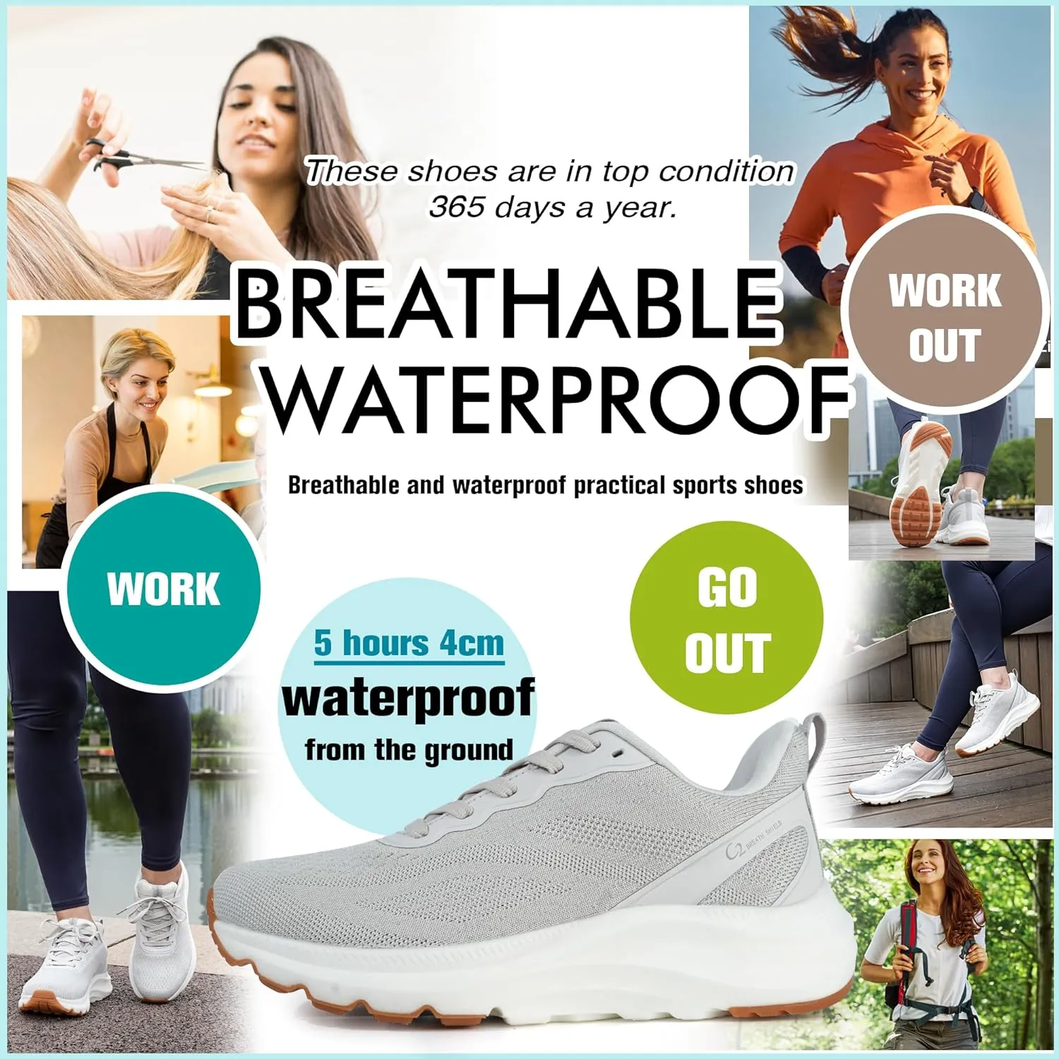 starmerx Women's Waterproof Breathable Utility Sneakers Lightweight Slip-Resistant Walking Shoes for All-Day Comfort