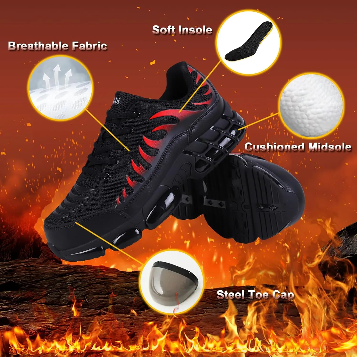Steel Toe Shoes for Men Lightweight Comfortable Safety Shoes for Men Indestructible Work Shoes for Construction