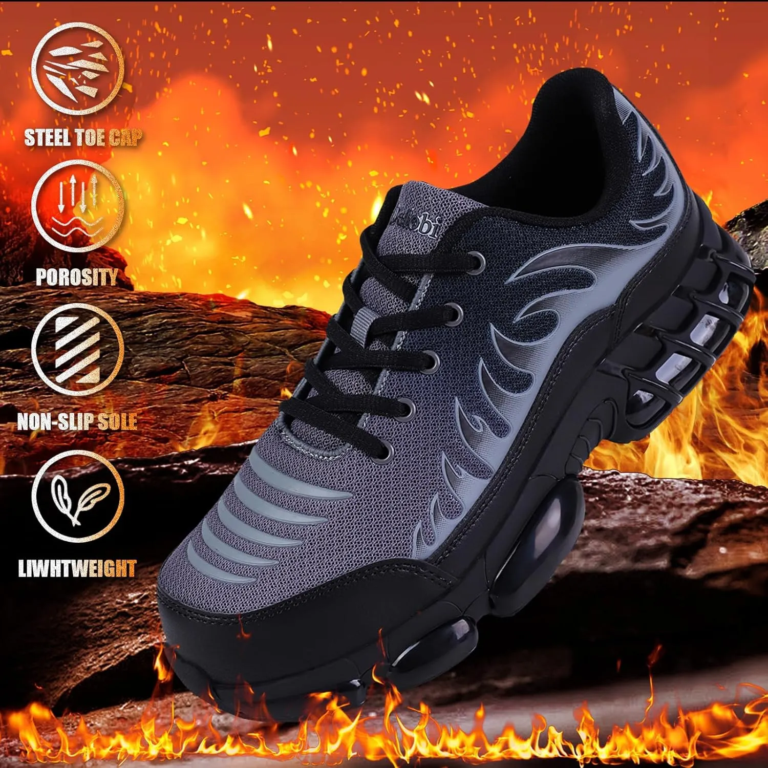 Steel Toe Shoes for Men Lightweight Comfortable Safety Shoes for Men Indestructible Work Shoes for Construction