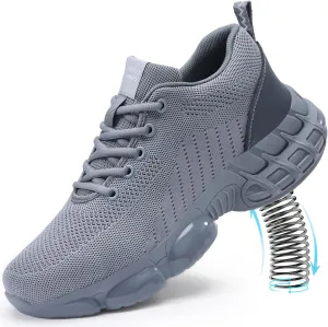 Steel Toe Shoes for Men Lightweight Work Shoes Safety Shoes Air Cushioned Steel Toe Sneakers Indestructible Steel Tennis Toe Shoes Construction Industrial Work Safety Sneakers