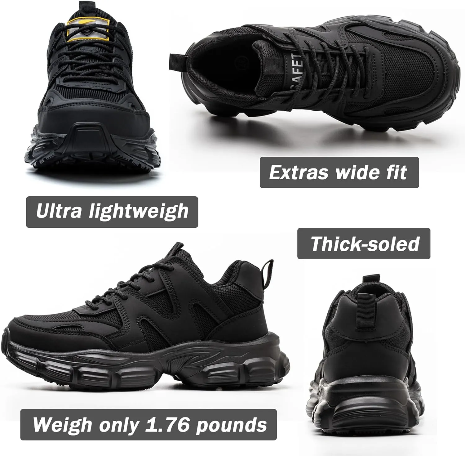 Steel Toe Shoes Women Safety Shoes Lightweight Comfortable Non Slip Thickened Sole Puncture Proof Steel Toe Sneakers Women Size 5.5-10