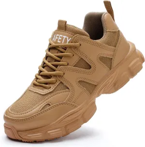 Steel Toe Shoes Women Safety Shoes Lightweight Comfortable Non Slip Thickened Sole Puncture Proof Steel Toe Sneakers Women Size 5.5-10