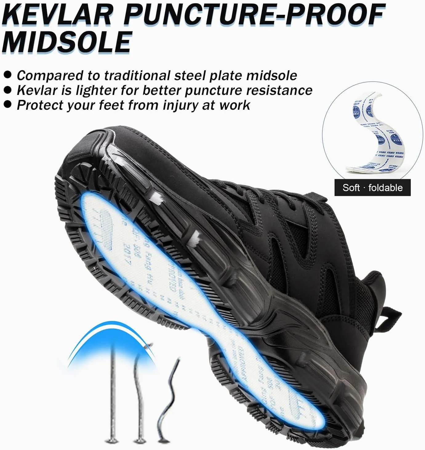 Steel Toe Shoes Women Safety Shoes Lightweight Comfortable Non Slip Thickened Sole Puncture Proof Steel Toe Sneakers Women Size 5.5-10