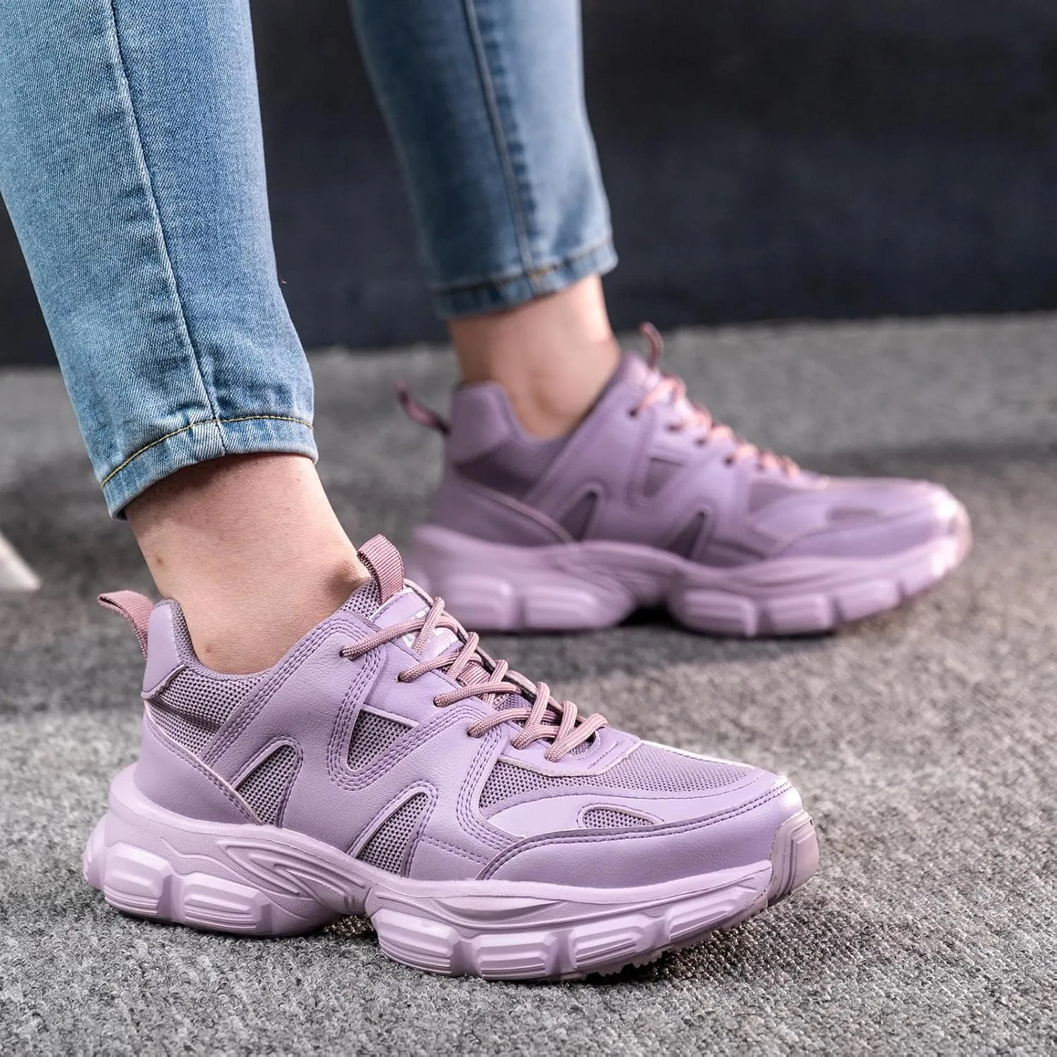 Steel Toe Shoes Women Safety Shoes Lightweight Comfortable Non Slip Thickened Sole Puncture Proof Steel Toe Sneakers Women Size 5.5-10