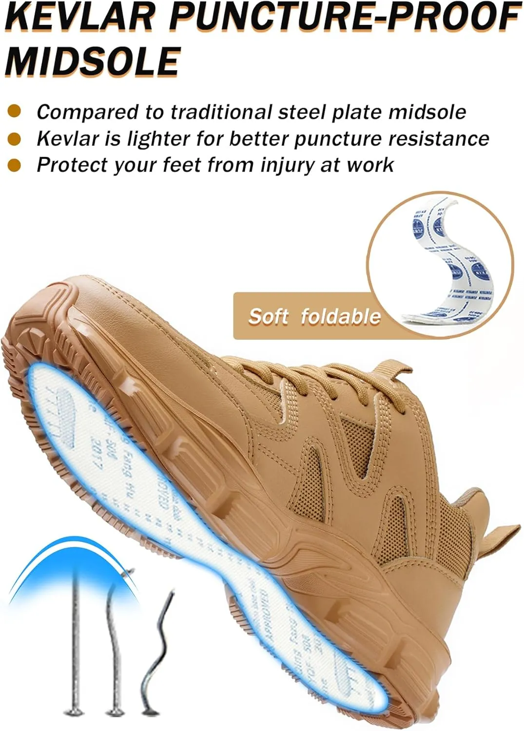 Steel Toe Shoes Women Safety Shoes Lightweight Comfortable Non Slip Thickened Sole Puncture Proof Steel Toe Sneakers Women Size 5.5-10