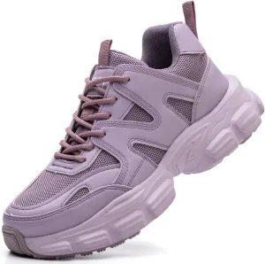Steel Toe Shoes Women Safety Shoes Lightweight Comfortable Non Slip Thickened Sole Puncture Proof Steel Toe Sneakers Women Size 5.5-10