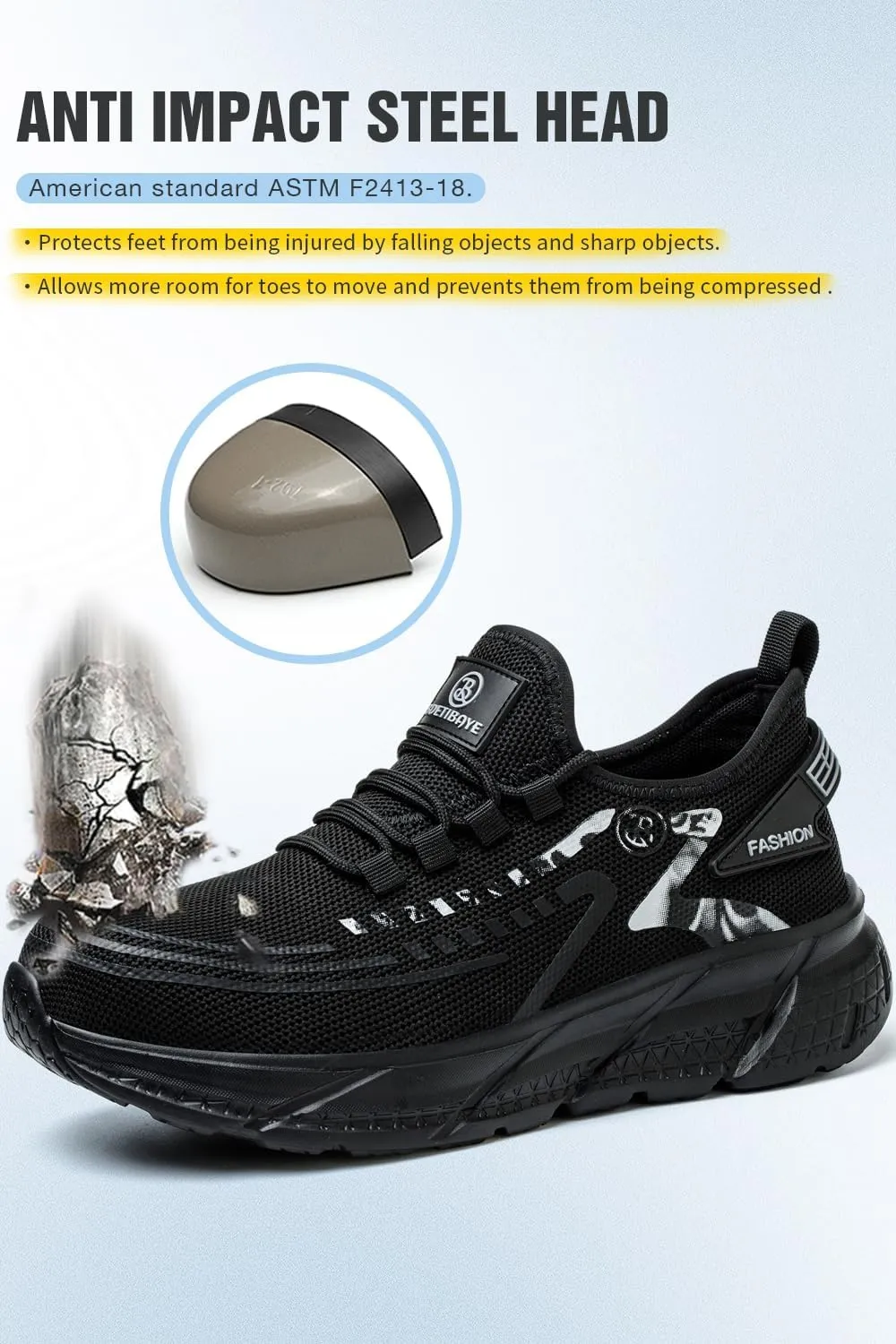 Steel Toe Sneakers Comfortable Safety Shoes for Men Steel Toe Shoes for Women Slip On Construction Work Shoes