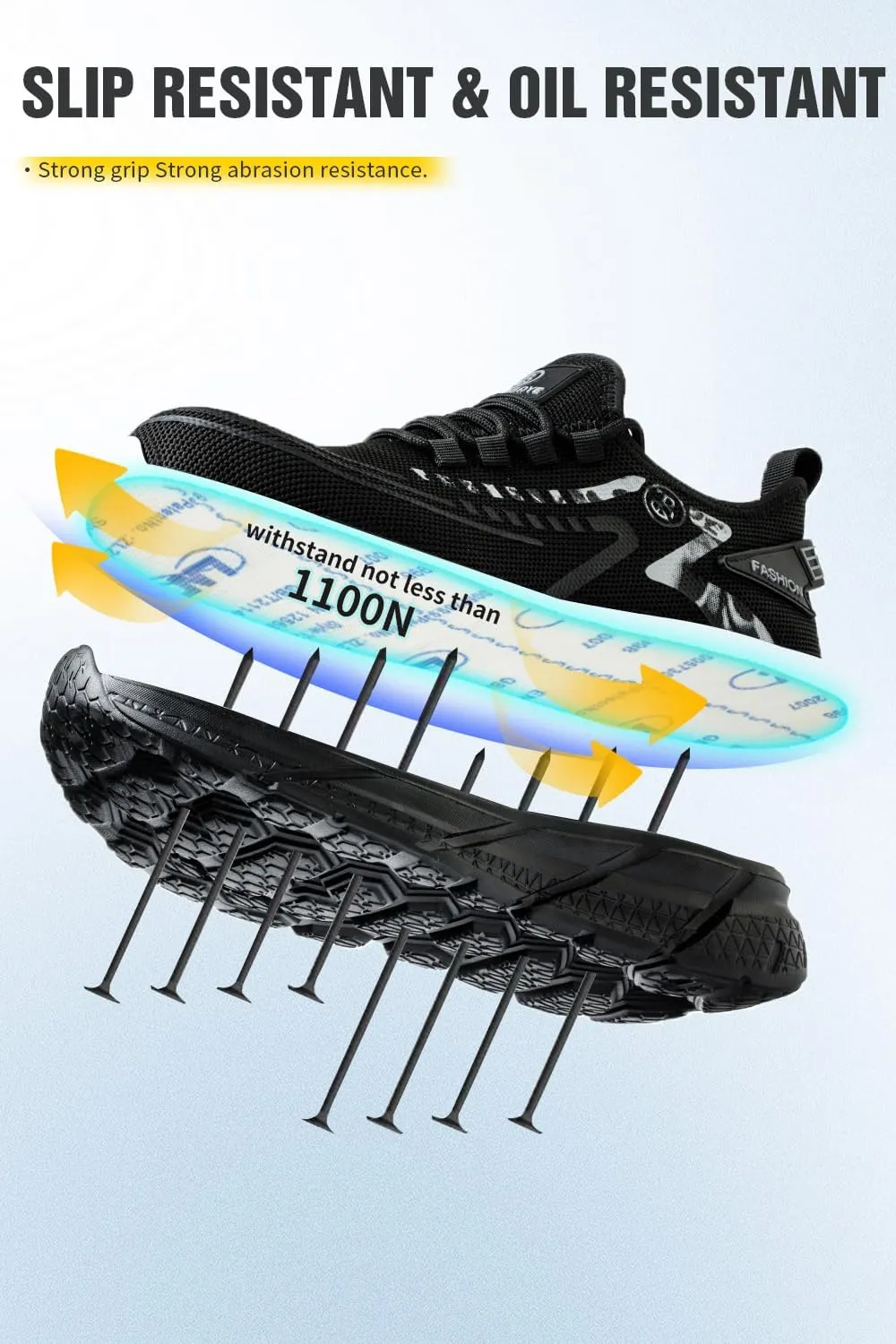 Steel Toe Sneakers Comfortable Safety Shoes for Men Steel Toe Shoes for Women Slip On Construction Work Shoes