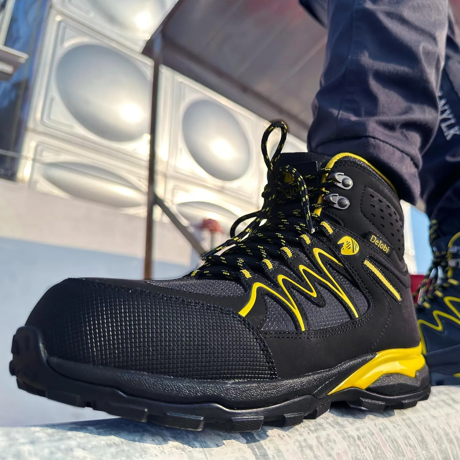 Steel Toe Work Boots for Men Non Slip Puncture Proof Safety Work Shoes for Men with Indestructible Construction Comfortable Perfect for Outdoor Work, Hiking, Construction