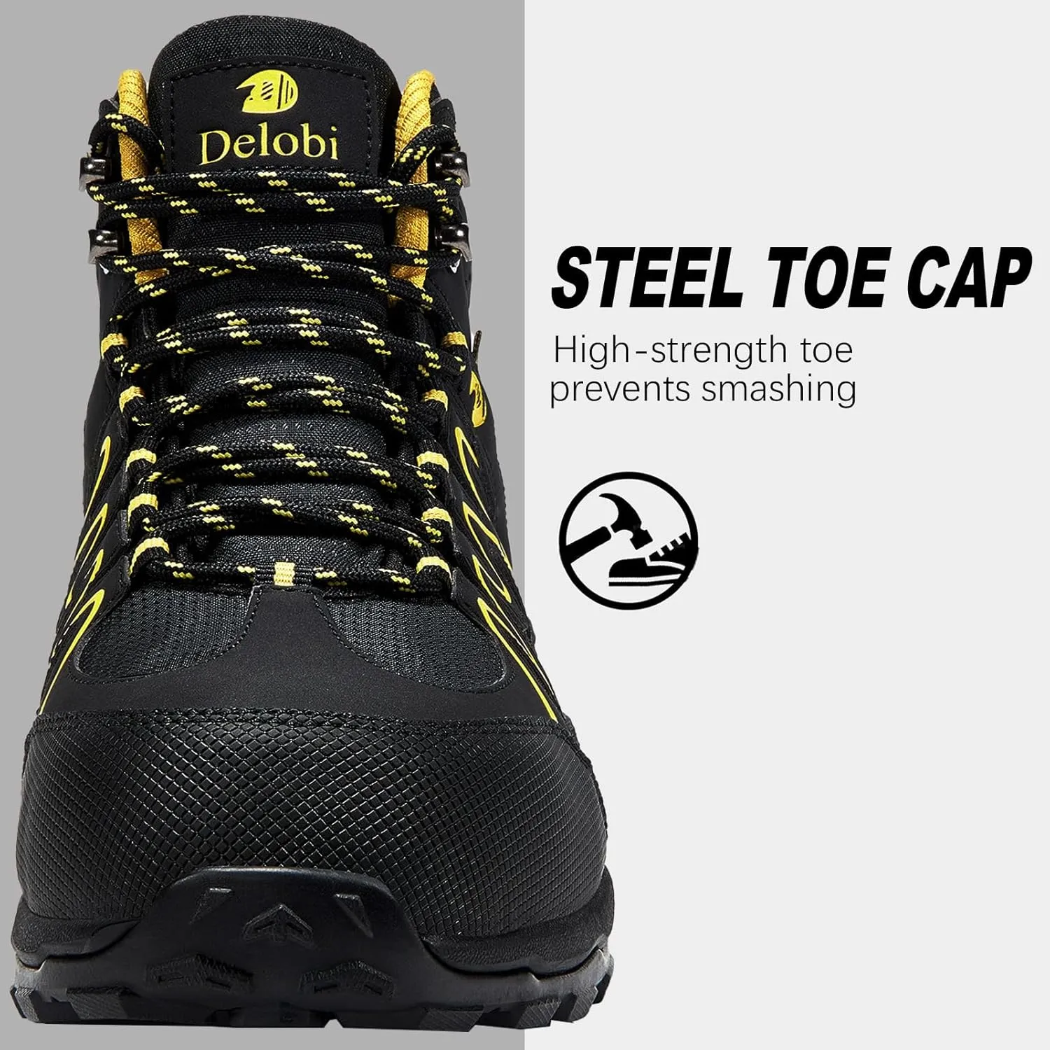 Steel Toe Work Boots for Men Non Slip Puncture Proof Safety Work Shoes for Men with Indestructible Construction Comfortable Perfect for Outdoor Work, Hiking, Construction