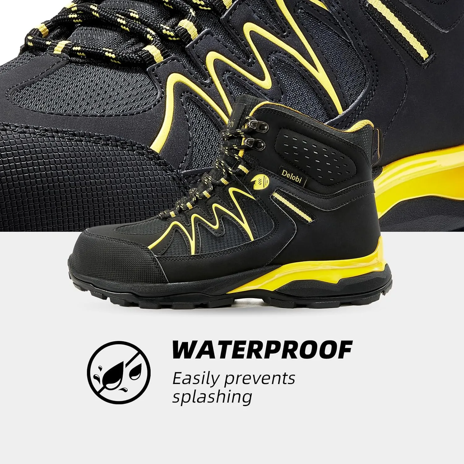 Steel Toe Work Boots for Men Non Slip Puncture Proof Safety Work Shoes for Men with Indestructible Construction Comfortable Perfect for Outdoor Work, Hiking, Construction