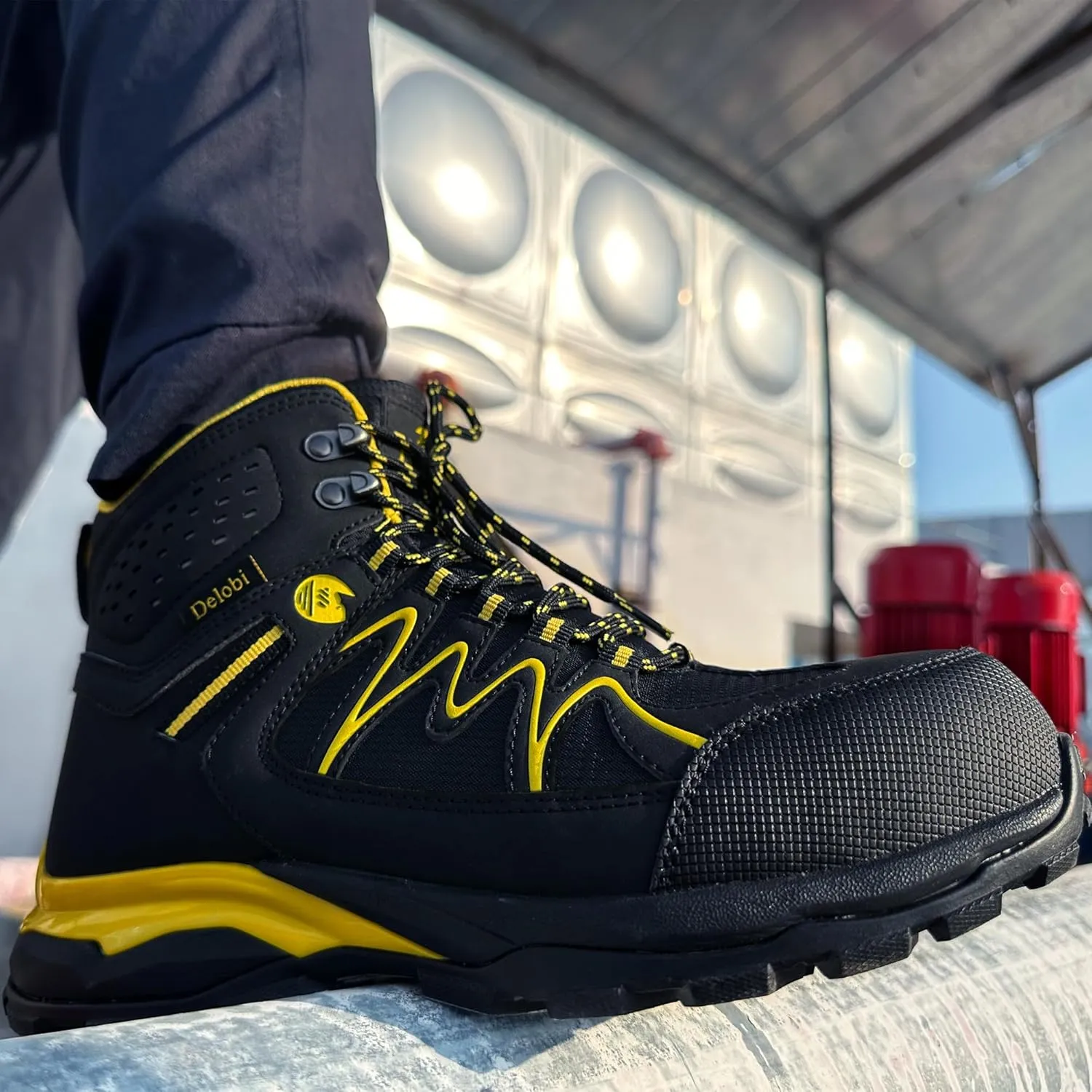 Steel Toe Work Boots for Men Non Slip Puncture Proof Safety Work Shoes for Men with Indestructible Construction Comfortable Perfect for Outdoor Work, Hiking, Construction