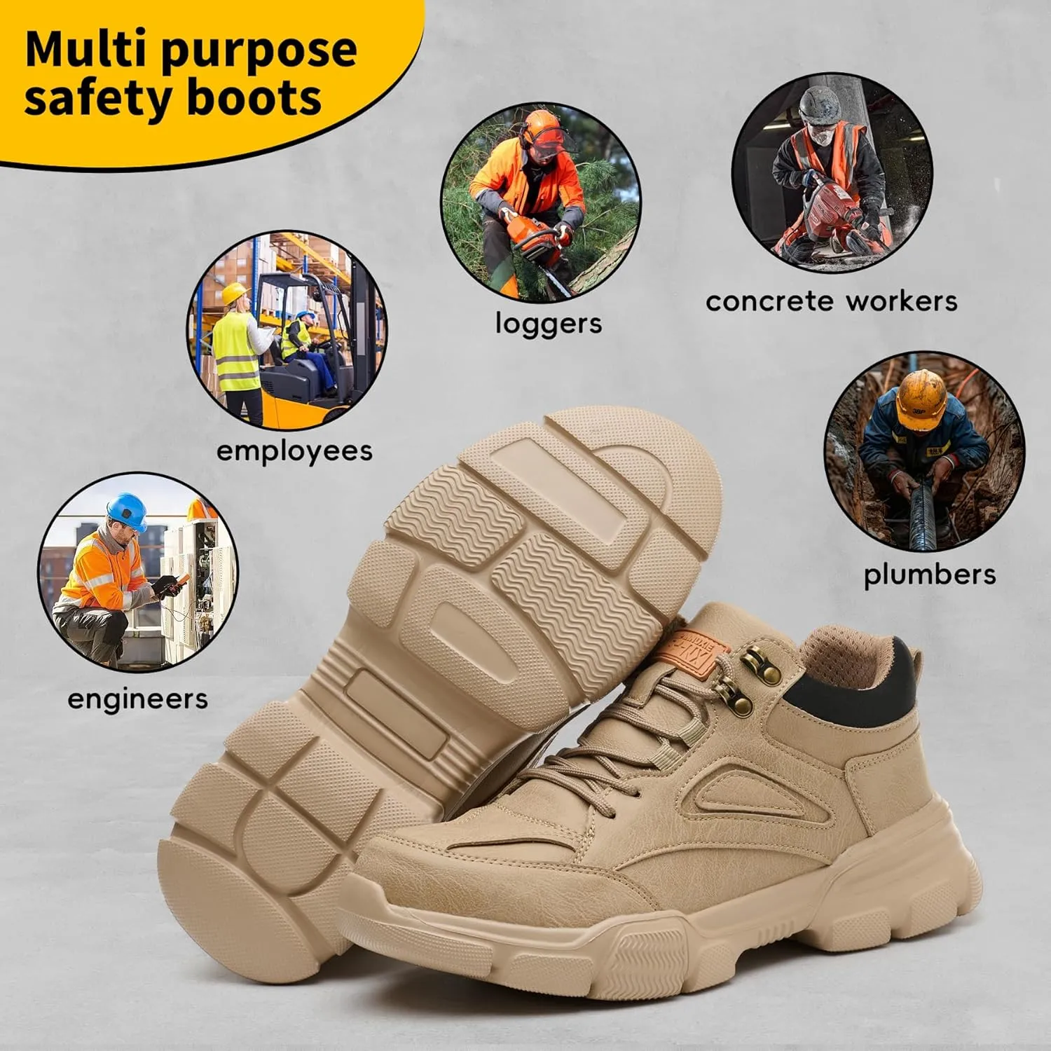 Steel Toe Work Boots for Men Wide Width Indestructible Safety Shoes Construction Shoes for Wide Feet Utility Mens Work Shoe