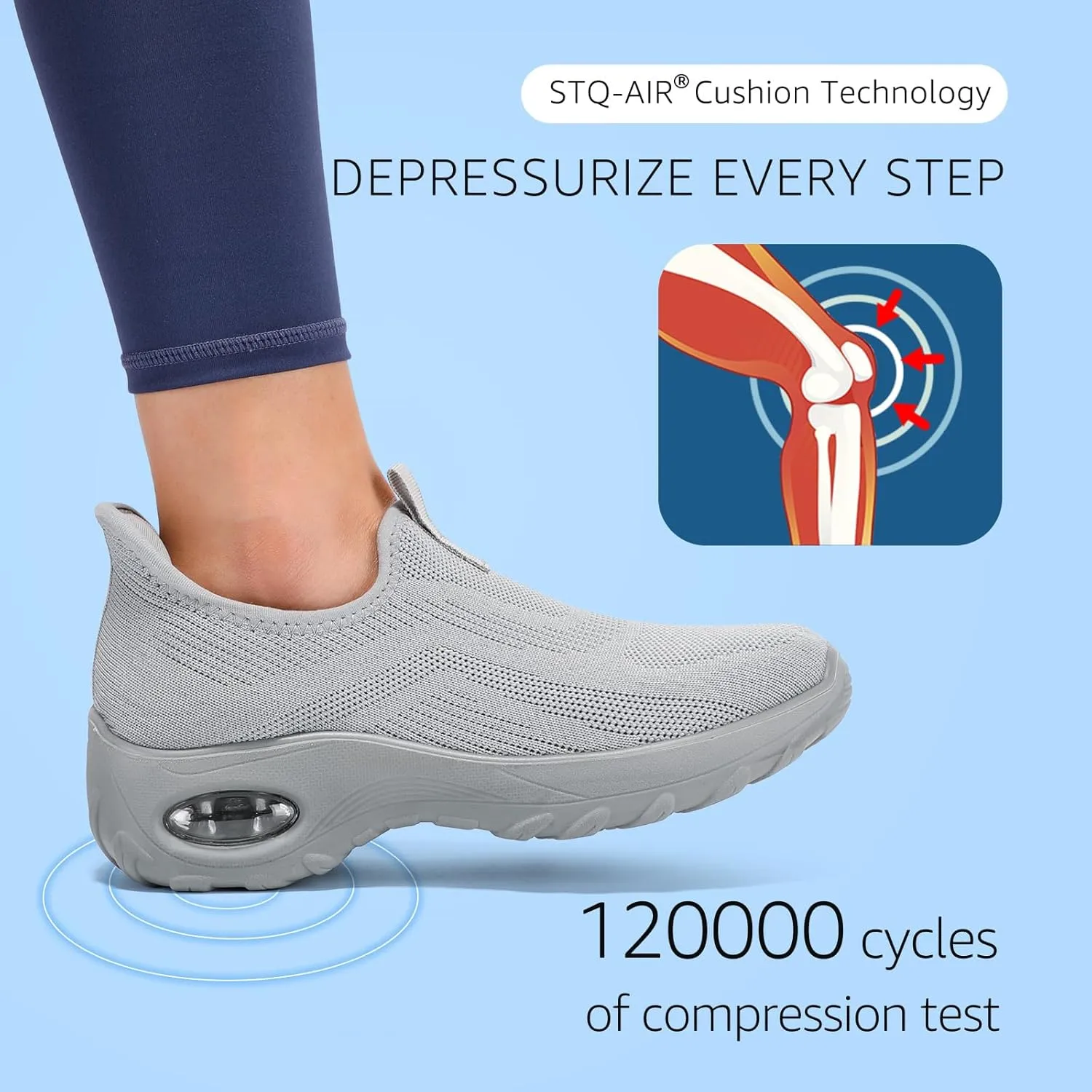 STQ Walking Shoes Women Slip On Sneakers Air Cushion Comfortable Breathable Lightweight Mesh Shoes Shock Absorbing Design Ideal for Plantar Fasciitis All Day Standing