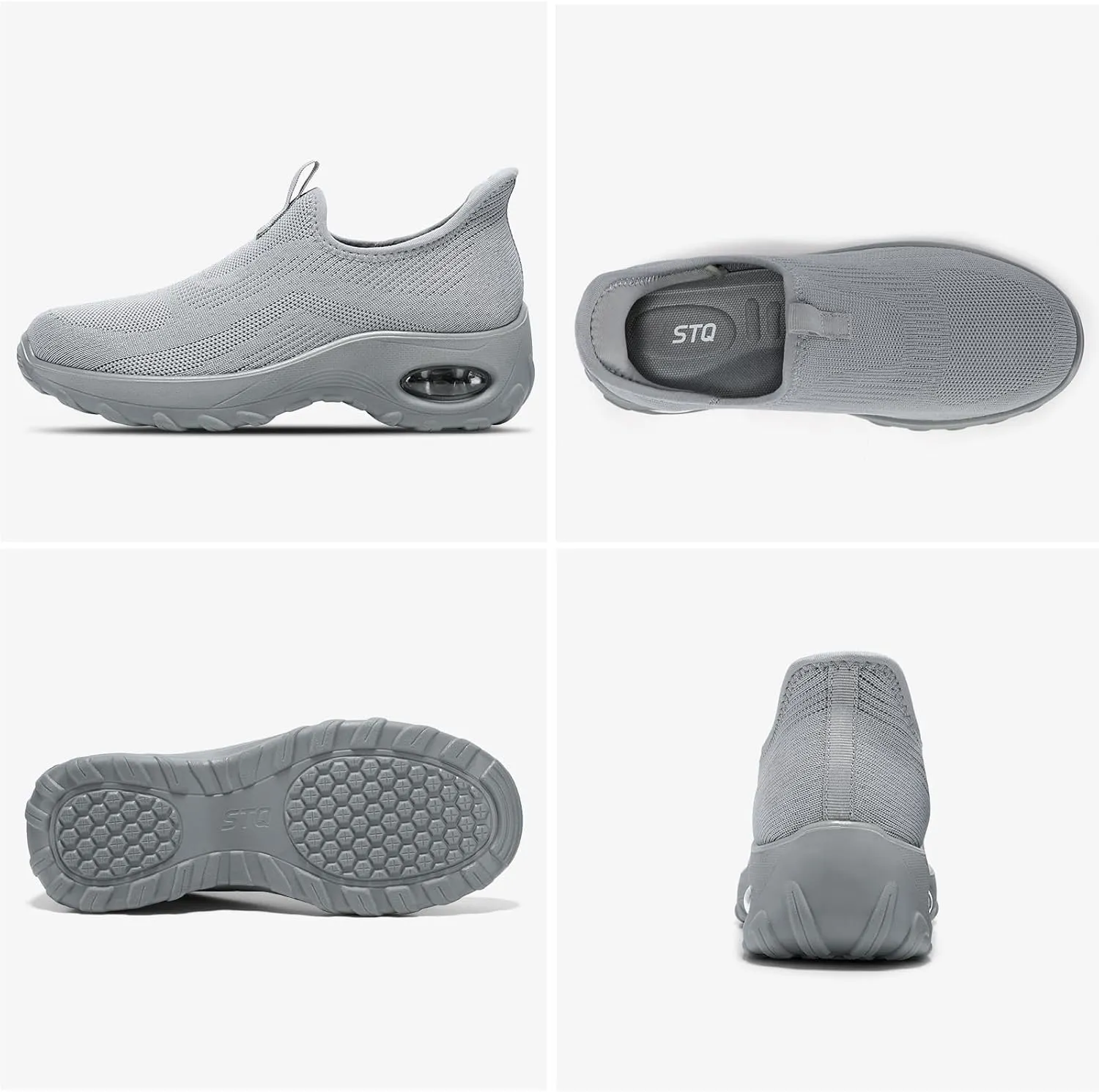 STQ Walking Shoes Women Slip On Sneakers Air Cushion Comfortable Breathable Lightweight Mesh Shoes Shock Absorbing Design Ideal for Plantar Fasciitis All Day Standing