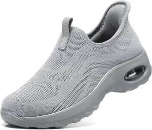 STQ Walking Shoes Women Slip On Sneakers Air Cushion Comfortable Breathable Lightweight Mesh Shoes Shock Absorbing Design Ideal for Plantar Fasciitis All Day Standing