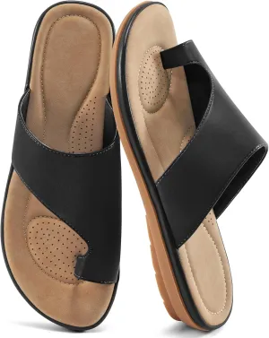 Summer Flat Sandals for Women: Comfortable Walking Dressy Slides for 2025 - Ladies Orthopedic Casual Shoes Indoor Outdoor