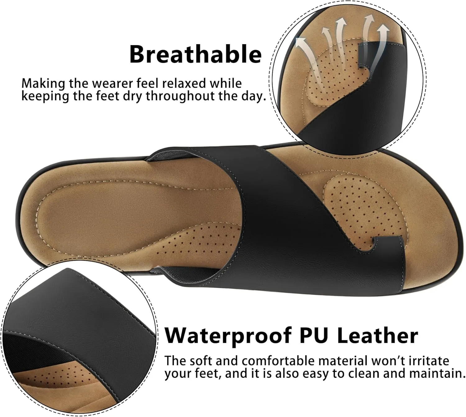 Summer Flat Sandals for Women: Comfortable Walking Dressy Slides for 2025 - Ladies Orthopedic Casual Shoes Indoor Outdoor