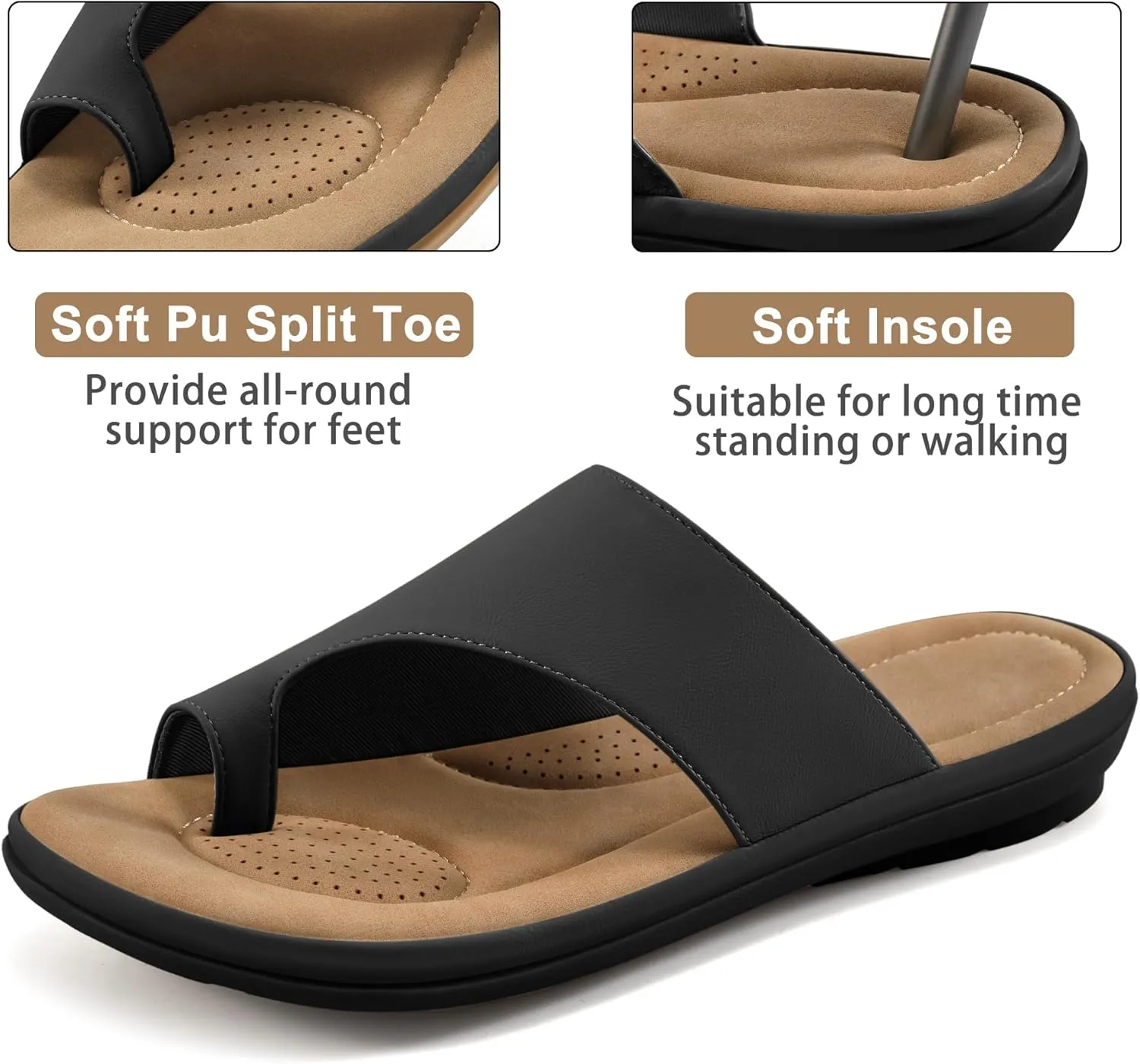 Summer Flat Sandals for Women: Comfortable Walking Dressy Slides for 2025 - Ladies Orthopedic Casual Shoes Indoor Outdoor