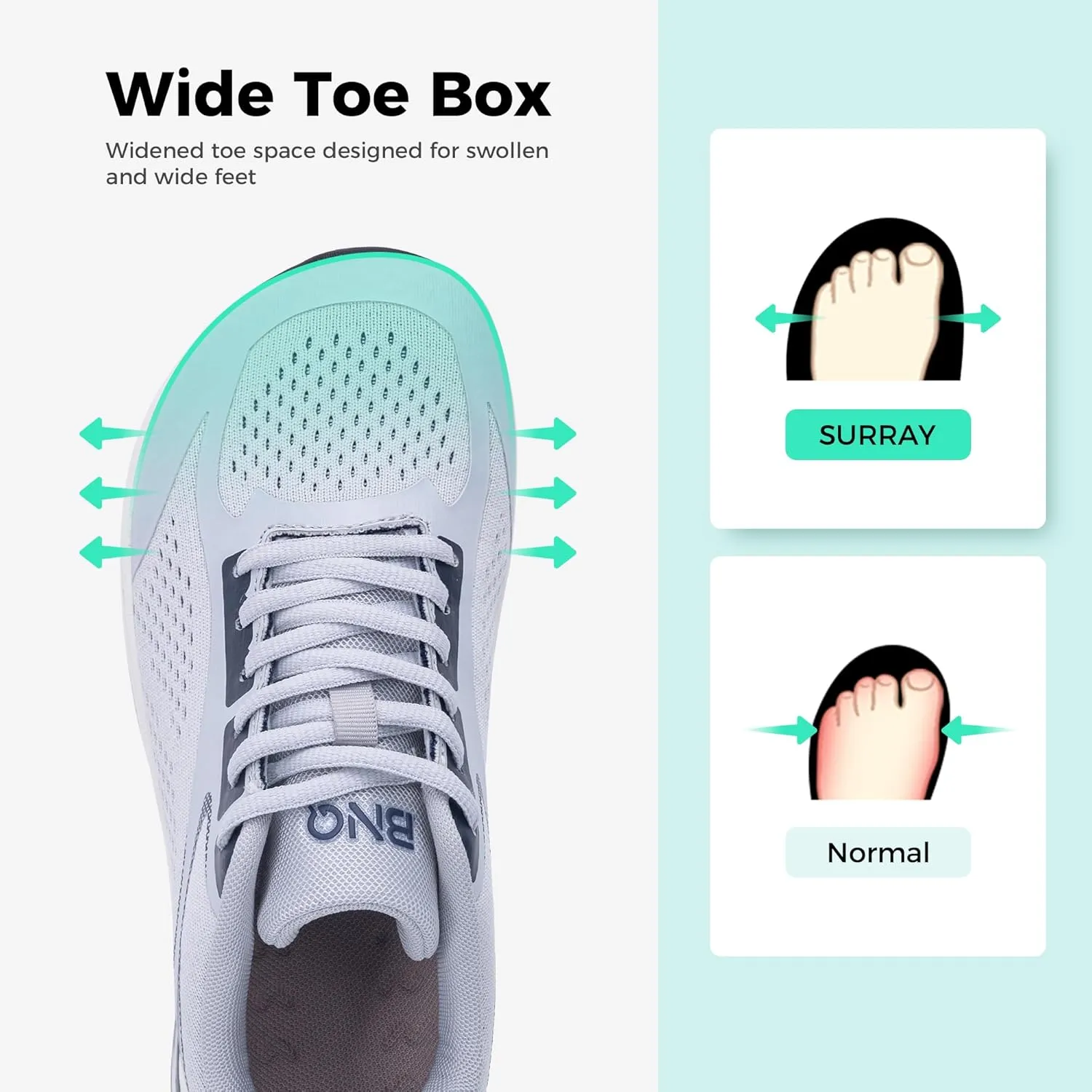 SURRAY Women Wide Toe Box Walking Shoes with Arch Support Air Tennis Running Sneakers Extra Wide Width Woman Shoe for Plantar Fasciitis Flat Foot Heel Pain Relief US Size 6-11