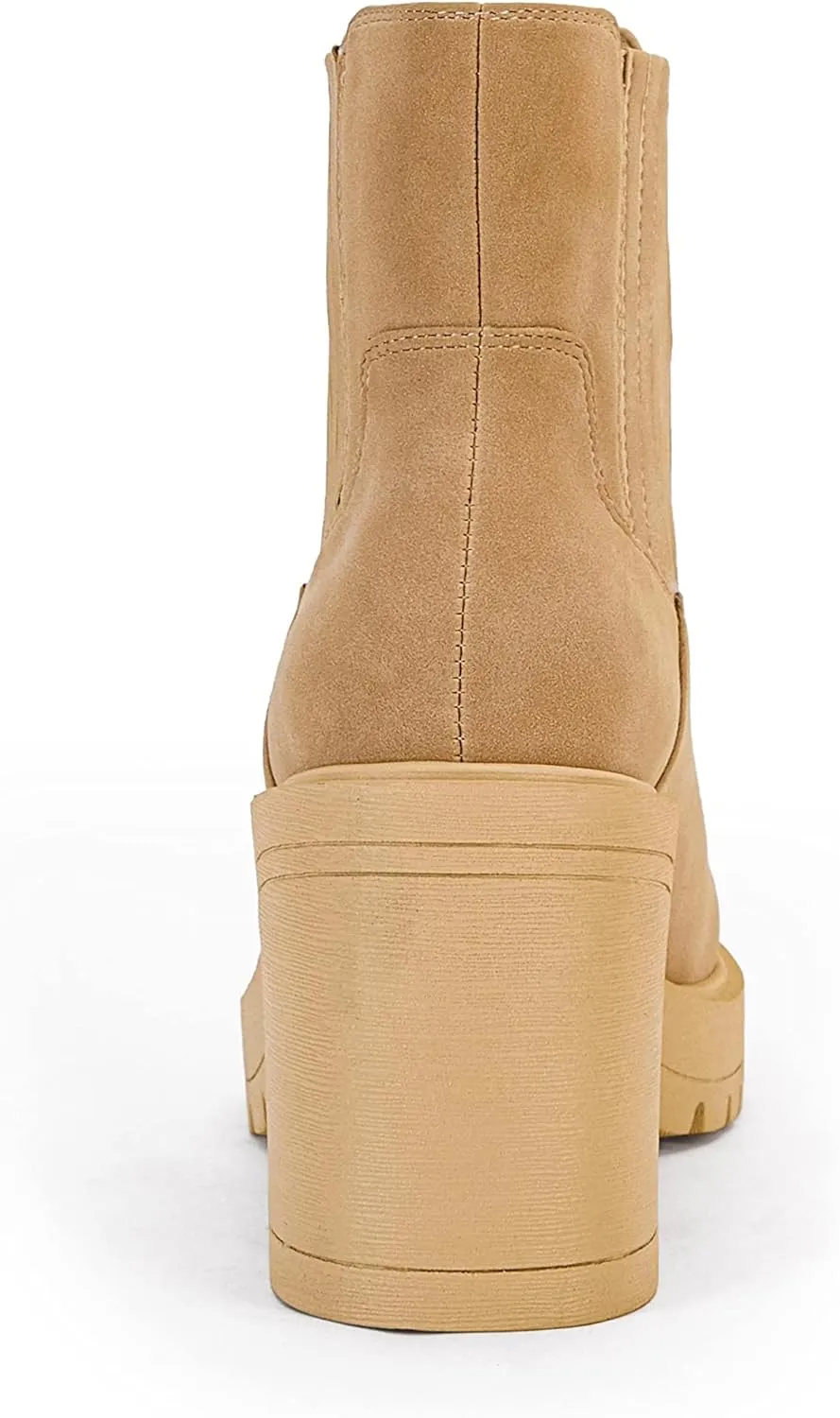 Syktkmx Womens Platform Chelsea Ankle Boots Lug Sole Chunky Block Heel Slip On Accordion High Top Western Booties
