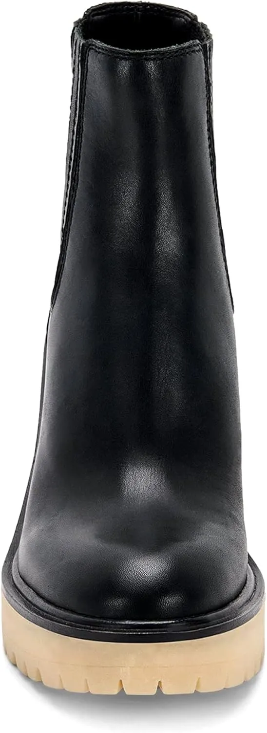 Syktkmx Womens Platform Chelsea Ankle Boots Lug Sole Chunky Block Heel Slip On Accordion High Top Western Booties