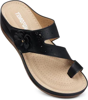 TEMOFON Flip Flops for Women Dressy: Comfortable Walking Summer Sandals Woman 2025 - Slip On Split Toed Thong Sandal
