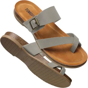 TEMOFON Womens Flat Sandals with Arch Support Adjustable Straps Comfortable Summer Walking Casual Flip Flops Size 5-11